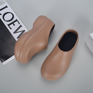 Chaussures de chef unisexes en PU, semelle épaisse antidérapante, toutes saisons, bout fermé, à enfiler, imperméables, semelle intermédiaire en EVA, marron - Product Image 1