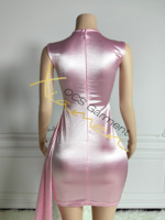 Ocstrade Prêt à expédier - Contactez-nous avant de commander Robes d'anniversaire Robe de soirée et de club avec ourlet latéral perlé et corsage en résille brillant orné de strass