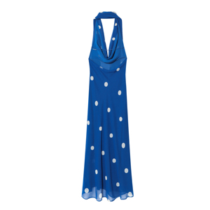 Vestido Midi Halter Casual de Verano con Espalda Descubierta y Estampado de Puntos Azules para Mujer - Product Image 4