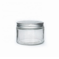 Pot en verre à face droite de haute qualité de 250ml avec bouchon côtelé en plastique pour crème au beurre corporel gommage corporel au lait de coco