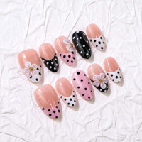 Juego de 30 Uñas Postizas 3D ABS con Diamantes de Imitación, Perlas y Lazos, Reutilizables para Decoración de Uñas, Suministros para Salón de Belleza