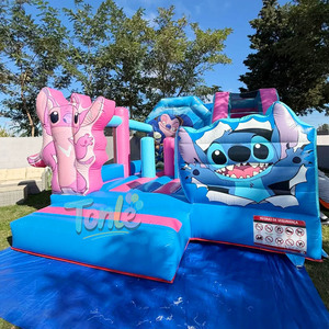 Château gonflable Stitch pour enfants, bleu, toboggan combiné, château gonflable en PVC, HUAAOTOYS, certifié CE, 5m x 5m, garantie de 3 ans - Product Image 5