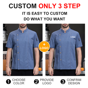 Uniformes de restaurante con logotipo, abrigo de Chef de manga corta, chaqueta, camisa de trabajo duradera, uniforme de cocina, Chef - Product Image 5