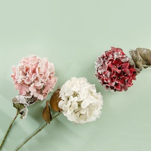 ดอกไฮเดรนเยียประดิษฐ์ CallaFloral ก้านเดี่ยว สีชมพู โพลีเอสเตอร์เคลือบหิมะ สำหรับตกแต่งบ้าน - Product Image 1