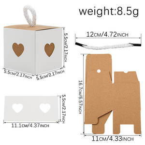 Boîtes en papier kraft pour bonbons et biscuits, forme cœur ajourée, pour faveurs de mariage, décorations de fête prénatale, emballage <span class=keywords><strong>cadeau</strong></span> - Product Image 2