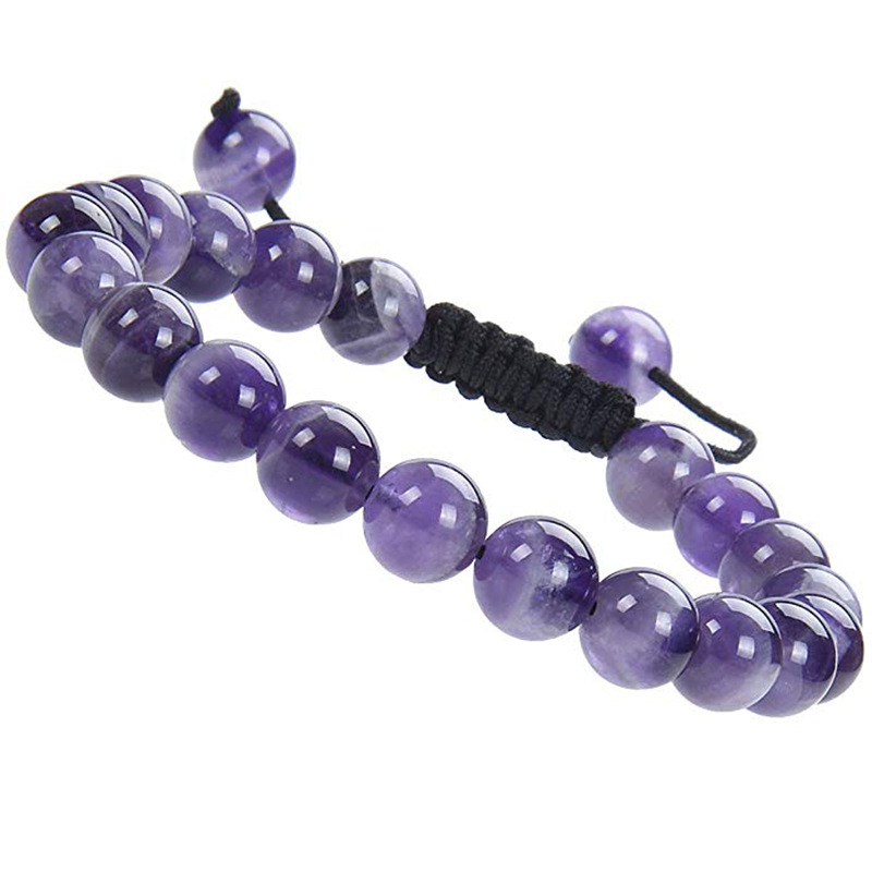 Natural Stone Healing Power Crystal Beads Unisex Adjustable Macrame Beaded Luxury Friendship Bracelets 8mm for Women Men