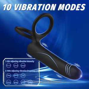 Anillo Vibrador de <span class=keywords><strong>Doble</strong></span> Penetración <span class=keywords><strong>con</strong></span> 10 Modos de Vibración, Impermeable, para Hombres - Product Image 4