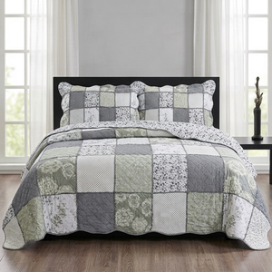 Cubrecama de Lujo con Diseño de Patchwork, Juego de Cubrecamas de Algodón de 200 Hilos, Impermeable, Desechable, Lavable, para Uso Doméstico, Gris Blanco - Product Image 1