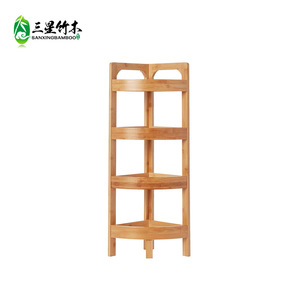 Bamboo triangular shelf, four-tier floor-standing type, suitable for home use, living room <b>corner</b> <b>bookshelf</b>, bathroom <b>corner</b> - Product Image 2