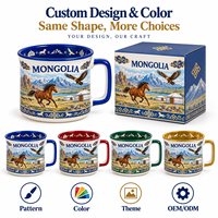 Tasse à café en céramique souvenir de Mongolie, motif cheval, aigle, yourte d'Ulaanbaatar, en porcelaine, design personnalisé, OEM ODM, vente en gros
