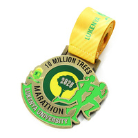 Médailles de sublimation en laiton plaqué émail 3D, médailles de marathon avec logo et lettres, médailles de course à pied à une face avec ruban