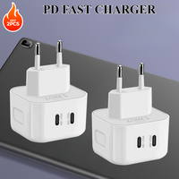 Chargeur mural USB rapide double type C 43W CE RoHS, adaptateur secteur USB-C PD 20W pour téléphone portable