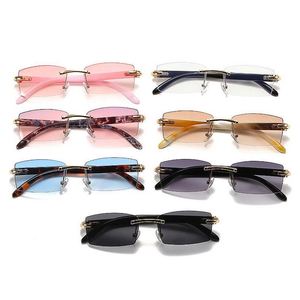 Custom Logo Newest Vintage Pink Gradient UV400 Square <b>Rimless</b> Light Weight Comfortable <b>Sunglasses</b> <b>for</b> <b>Men</b> Women - Product Image 6