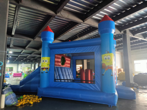 Castillo Inflable de PVC de 8x4m con Tobogán, Diseño de <span class=keywords><strong>Bob</strong></span> <span class=keywords><strong>Esponja</strong></span>, para Alquiler en Fiestas Infantiles, Uso Comercial - Product Image 3