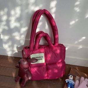 Most Popular Fashion Large Capacity Versatile Women Portable Quilted Shoulder <b>Bag</b> Daily Use Soft Cotton <b>Fluffy</b> Puffer Tote <b>Bag</b> - Product Image 4