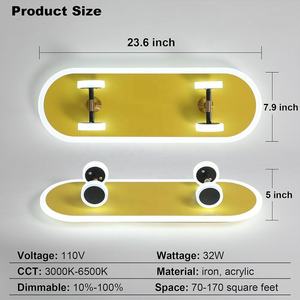 Plafonnier LED moderne pour enfants, garçon, chambre simple, lampe de chambre d'enfant, forme de <span class=keywords><strong>skateboard</strong></span>, 32W, luminaires de plafond intérieurs - Product Image 3