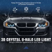Ensemble de phares LED Halo pour BMW E90 323i 325i 328i 335i berline 4 portes 2009-2012, clignotants LED U-Halo bleu cristal 3D