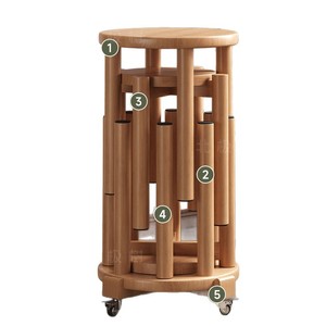 Bona Gold Square Solid Wood Stool Stackable <b>Round</b> <b>Table</b> With Wheels For Home <b>Dining</b> Room - Product Image 5