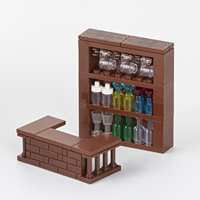 Kit de Muebles para Casa de la Serie MOC City, Librería, Mesa, Modelo para Armar, Bloques de Construcción Educativos DIY para Niños