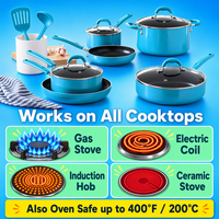 Set Peralatan Masak Keramik Anti Lengket 12 Buah dengan Desain Minimalis dan Konstruksi Logam-Panci Wajan Peralatan Dapur