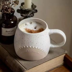 Wholesale New Creative Big Nordic Simple Embossed Crown <b>Ceramic</b> Coffee <b>Cup</b> Custom Handmade Gift Sustainable Reusable Food Safe - Product Image 6