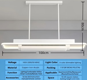 Ventilador de <span class=keywords><strong>Techo</strong></span> LED Moderno y Silencioso con Control Remoto, Tres Colores, Viento Fuerte, Antiparpadeo, Regulable, Alto CRI 90, para Hotel, Sala de Estar, <span class=keywords><strong>Dormitorio</strong></span> - Product Image 6