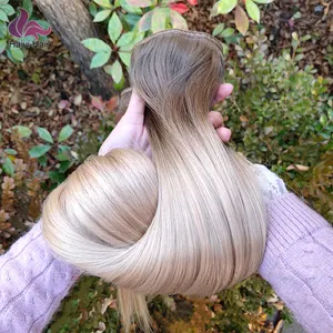 Russisches Haar Nagel haut ausgerichtet Remy Virgin Flat Weft Double Drawn Haar verlängerungen Double Drawn Human Hair