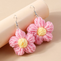 Pendientes de girasol de ganchillo hechos a mano para mujer, pendientes florales tejidos con hilo creativo, pendientes de flores de primavera para niñas, regalos de joyería
