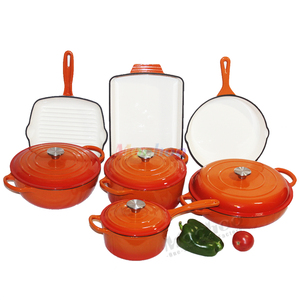 Tráng Men Gang Đồ Nấu Nướng Thiết Lập Không Dính Men Tráng Đúc Sắt Chảo Chảo Và Hà Lan Lò Nướng Và Lò Nướng Và Lò Nướng An Toàn Quân Đội Màu Xanh Lá Cây - Product Image 4