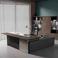 WESOME Foshan Mobilier de bureau de haute qualité en bois massif de luxe moderne pour la direction Table de direction en forme de L avec tiroir