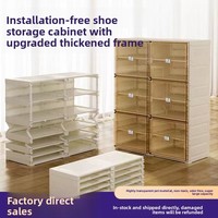 Meuble à chaussures pliable transfrontalier en plastique PP, intégré, prêt à l'emploi, 3 à 10 niveaux, design moderne et minimaliste, boîtes à chaussures