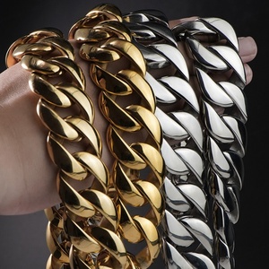 Collares de Cadena Cubana de Acero Inoxidable, 30 mm de Ancho, Chapado en Oro de 18K, Joyería de Moda Hip Hop de Miami - Product Image 1