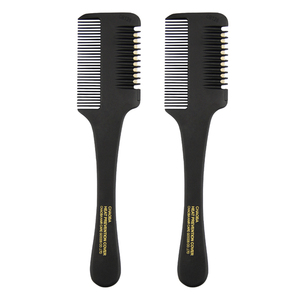Peigne de coupe de cheveux à poignée noire avec lames de rasoir coupe amincissante Double face <span class=keywords><strong>peignes</strong></span> de rasoir Salon bricolage outils de coiffure - Product Image 1