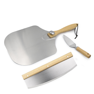 Pala de aluminio con mango de madera plegable, cortador de pizza, juego de herramientas de marca OEM en stock - Product Image 3