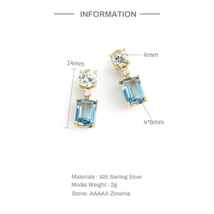 Aretes CANNER S925 de Plata de Ley con Diseño de Estrella y Circonitas Blancas y Azul Marino - Product Image 2