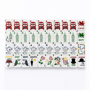 Ensemble <span class=keywords><strong>de</strong></span> Mahjong Classique <span class=keywords><strong>de</strong></span> Luxe Thème Londres 160 Pièces Tuiles Acryliques 5 Couches Gravure Double Face Durable Résistant à l'Eau Pliable Portable - Product Image 1