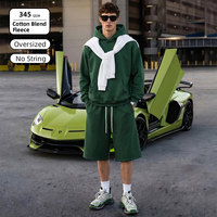 Ensemble survêtement homme SS265089 : sweat à capuche et short long, molleton brossé 345 GSM, coupe oversize, avec appliqué personnalisé