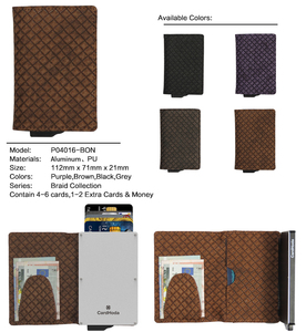 กระเป๋าสตางค์ CardHoda อลูมิเนียม ป้องกัน RFID บุด้วยหนังแท้ พับเก็บได้ ดีไซน์มินิมอล ใส่บัตรได้เยอะ - Product Image 4