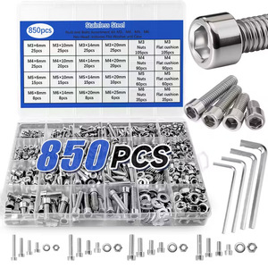 Stainless Steel Screw And Nut Set 850pcs Metric Hex Head With Flat Washers For General Use - Product Image 1