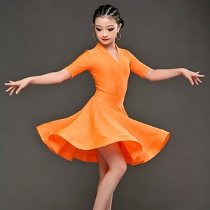 Robe de <span class=keywords><strong>danse</strong></span> latine à manches mi-longues pour filles, tenue professionnelle de tango, salsa, rumba, samba, costume de <span class=keywords><strong>danse</strong></span> de salon - Product Image 3