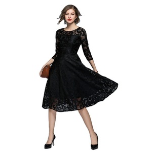 Vestido Maxi Formal de Encaje Tallas Grandes para Mujer - Vestido de <span class=keywords><strong>Invitada</strong></span> para Boda o Iglesia con Mangas Cortas y Corte en A - Product Image 5