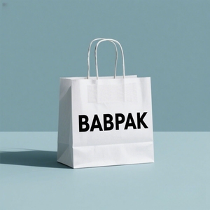 Sacs de courses en papier kraft blanc imprimés sur mesure, sacs en papier kraft blanc écologiques avec poignées longues pour la vente au détail et les plats à emporter - Product Image 1