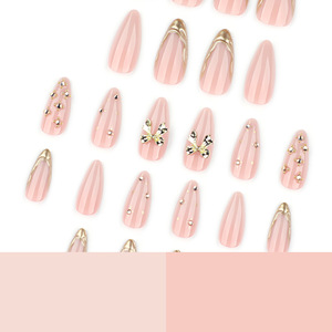 <span class=keywords><strong>Autocollants</strong></span> 3D géométriques irréguliers dorés à succès avec strass et nœuds papillon, <span class=keywords><strong>faux</strong></span> <span class=keywords><strong>ongles</strong></span> à presser, prêts à poser - Product Image 3