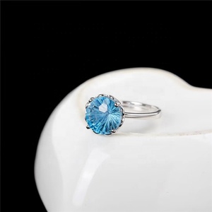 Fine jewelry produttore commercio all'ingrosso di new moda Rotonda <span class=keywords><strong>Blu</strong></span> <span class=keywords><strong>Anello</strong></span> di Pietra di zircon 925 sterling argento topaz della pietra preziosa <span class=keywords><strong>anello</strong></span> delle donne - Product Image 3