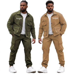 Conjunto de Ropa Exterior de Color Sólido para Hombre, Estilo Trabajo, Chaqueta con Cuello Camisero y Pantalones, Ropa de Otoño - Product Image 1