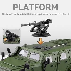 Véhicule blindé 1/24Mengshi, suspension à ceinture lumineuse sonore, modèle de voiture en alliage, collection de jouets pour enfants, cadeau de voiture jouet - Product Image 4