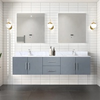 Meuble-lavabo fonctionnel de salle de bain personnalisé au design de luxe Meuble de salle de bain à double vasque avec miroir intelligent et lavabo