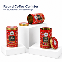Boîte cylindrique personnalisée en fer blanc de qualité alimentaire, capacité 12oz, pour le stockage du thé, du matcha, des grains de café et l'emballage cadeau
