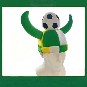 Custom Soccer Fan <b>Hat</b> Plush <b>Viking</b> Horn Carnival Party Cap Woven Polyester for Sports Events - Product Image 6