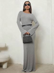 <span class=keywords><strong>Abito</strong></span> Lungo da Donna <span class=keywords><strong>in</strong></span> <span class=keywords><strong>Maglia</strong></span> a Maniche Lunghe, Vestito con Orlo a Campana Senza Cintura - Product Image 6